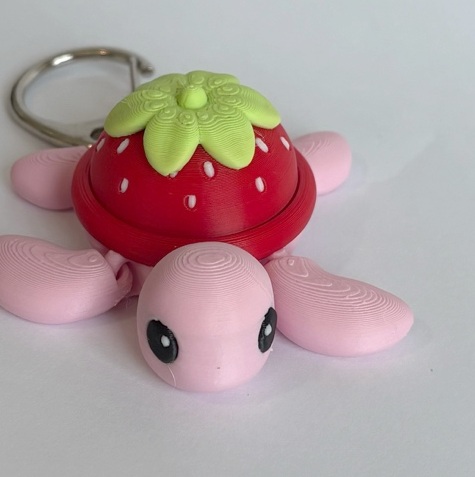 Strawberry Turtle clicky keychain
